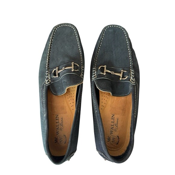 Men’s Size 15 Navy Blue Nubuck Suede Leather Shoes Horsebit Buckle Loafers main image 7